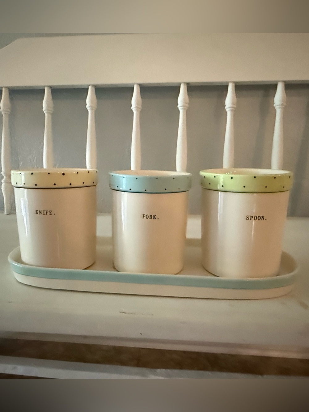 Rae Dunn 4 piece Set/Utensil Holder
